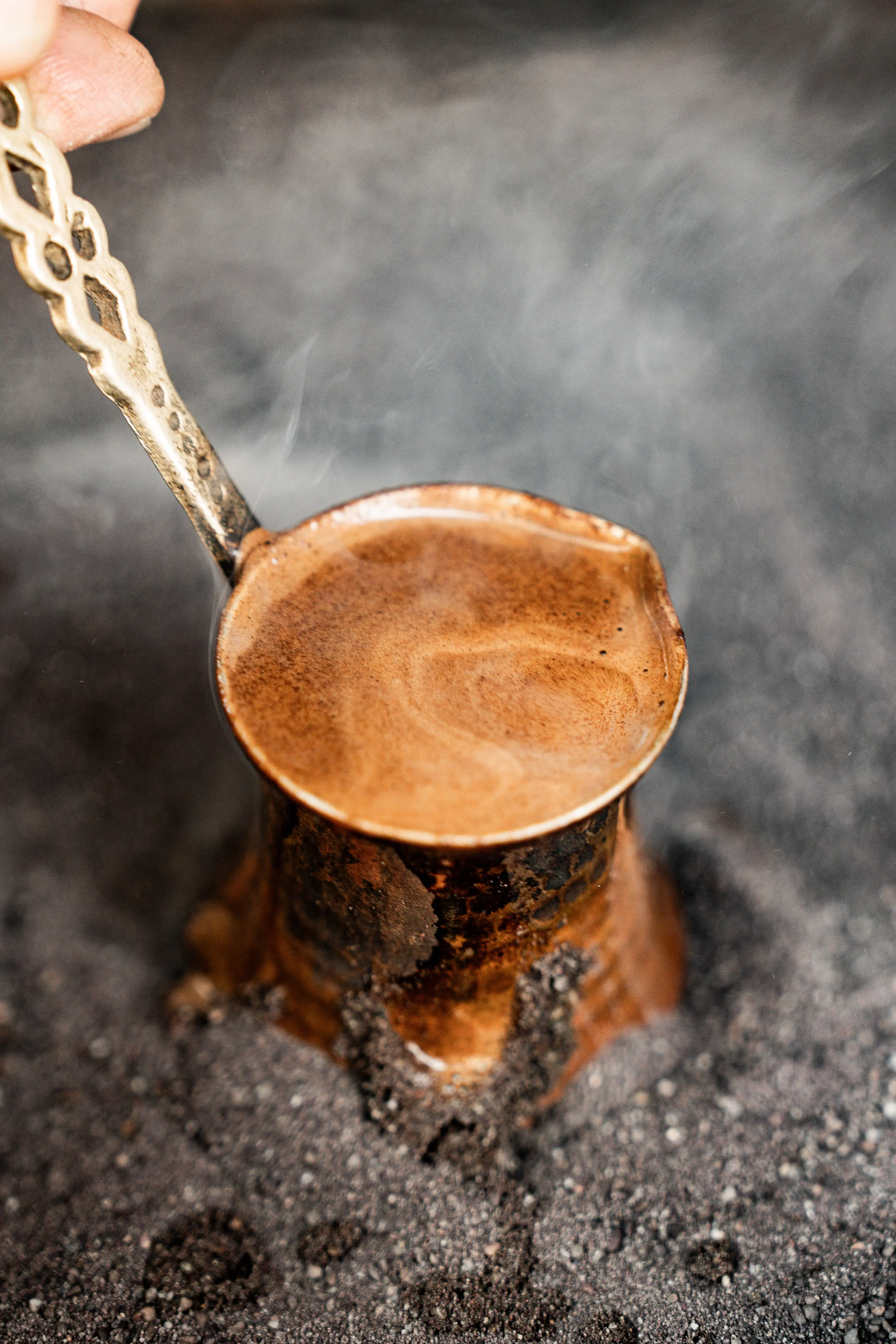 A cezve, Hot Sand, A small Cup, Coffee